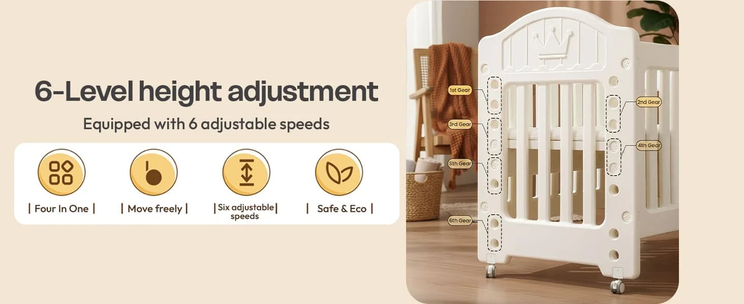 Tiny Dreams 4-in-1 Convertible Baby Cot