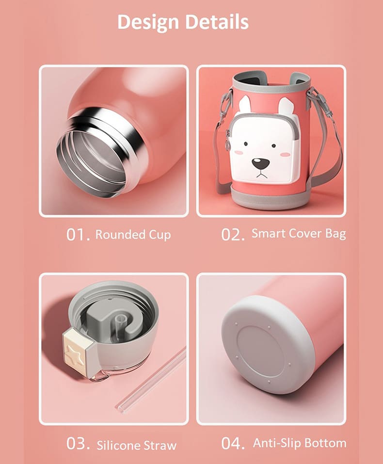 StarAndDaisy Smart Kids School Water Bottle SUS Insulated Thermos (SUS304 Pink)