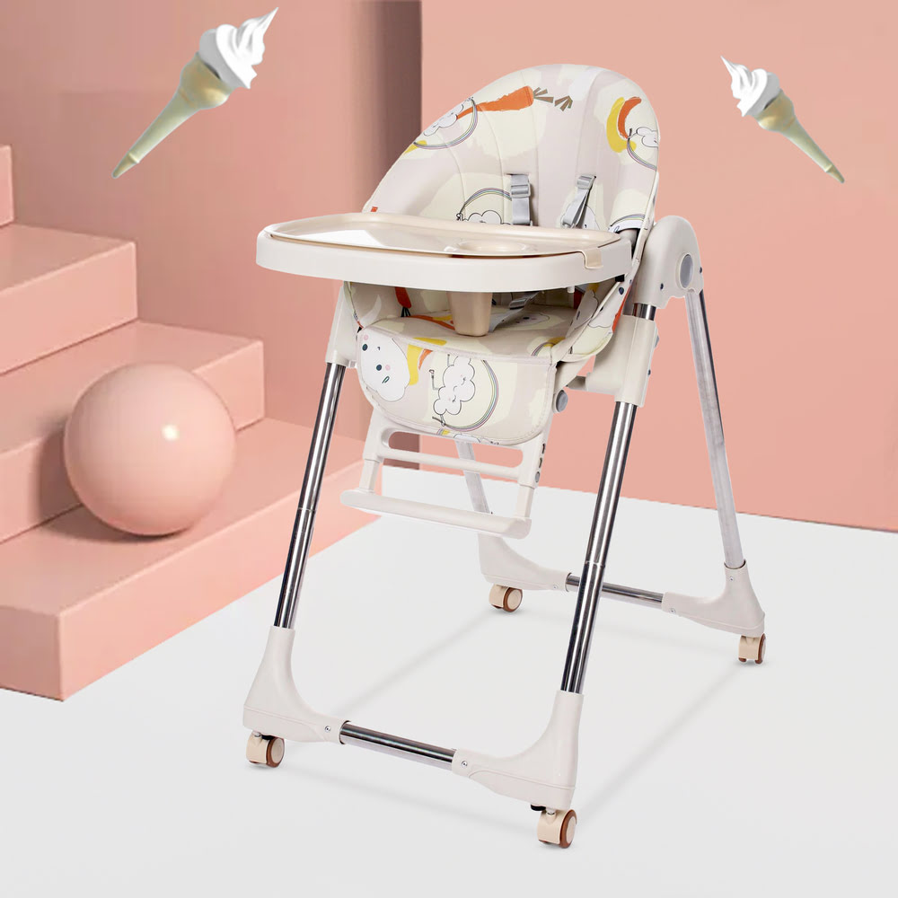 StarAndDaisy Royal Baby High Chair for Kids with PU Fashion Leather Fabric & Five-Point Seat Belt – Graffiti Brown