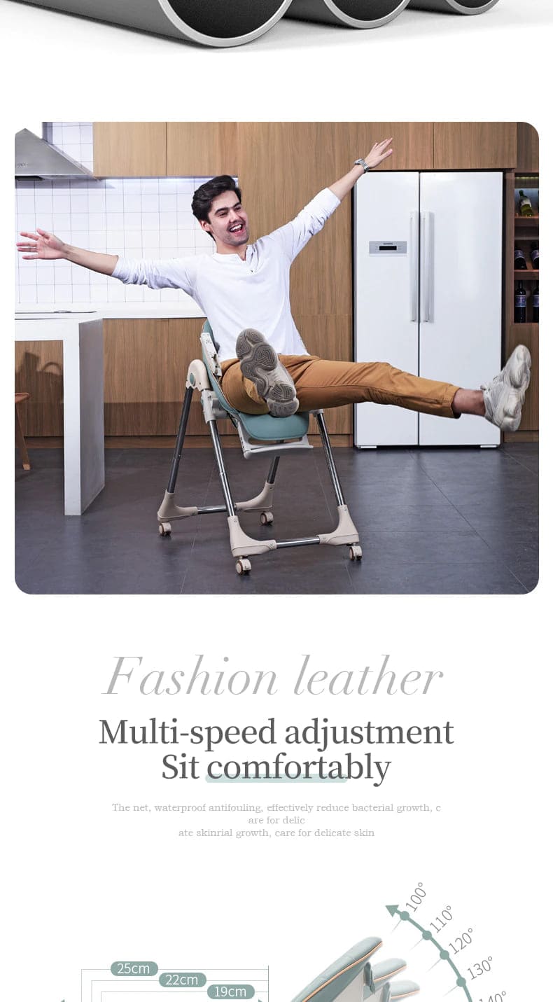 Modern design infant high chair with soft leather cushion