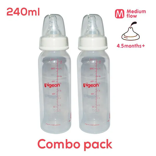 Buy Pigeon Peristaltic Baby Feeding Bottle Set of 2 White – 240ml