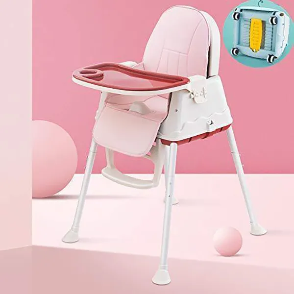 Buy Comfort Baby High Chair (With Wheels & Cushion) (Dark Pink) Online