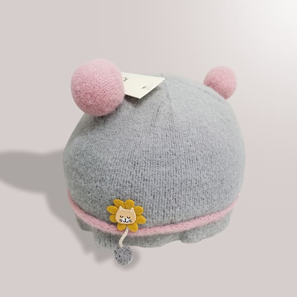 StarAndDaisy Kids Winter Cap (Upto 4 years kids – Grey & Baby Pink)