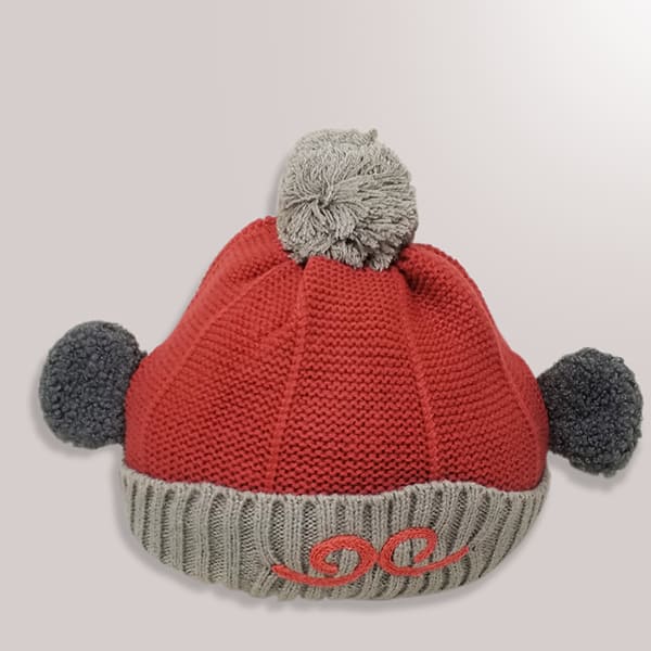StarAndDaisy Kids Winter Cap (Upto 4 years kids – Maroon & Grey)