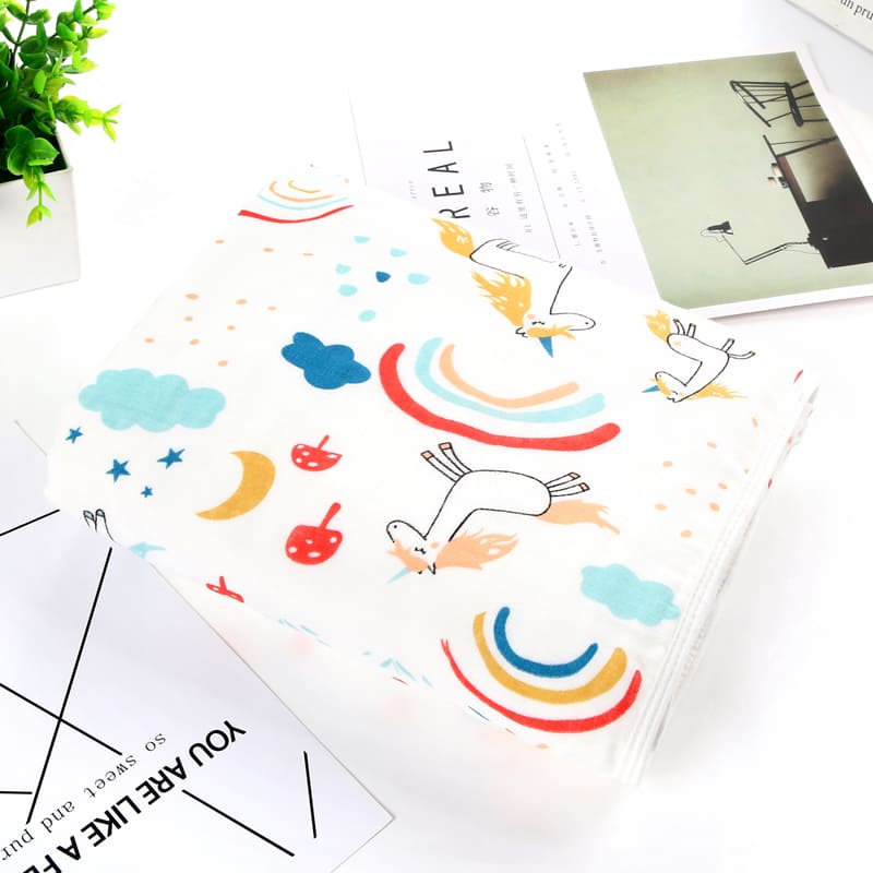 StarAndDaisy Blanket Wrap Super Soft 100% Muslin Organic Cotton - Pack of 1 Rainbow Pattern