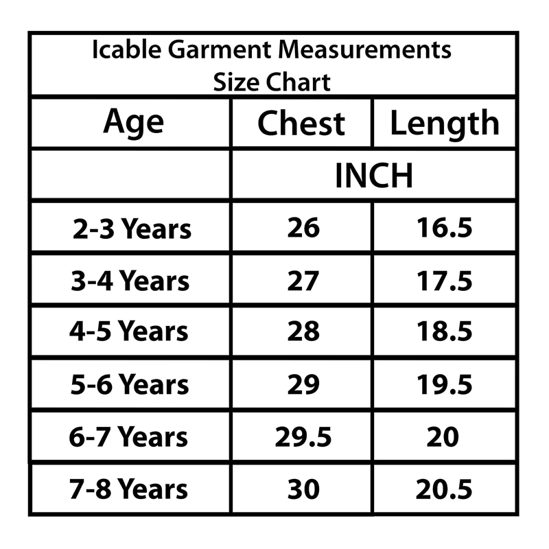 size chart of kids t-shirts