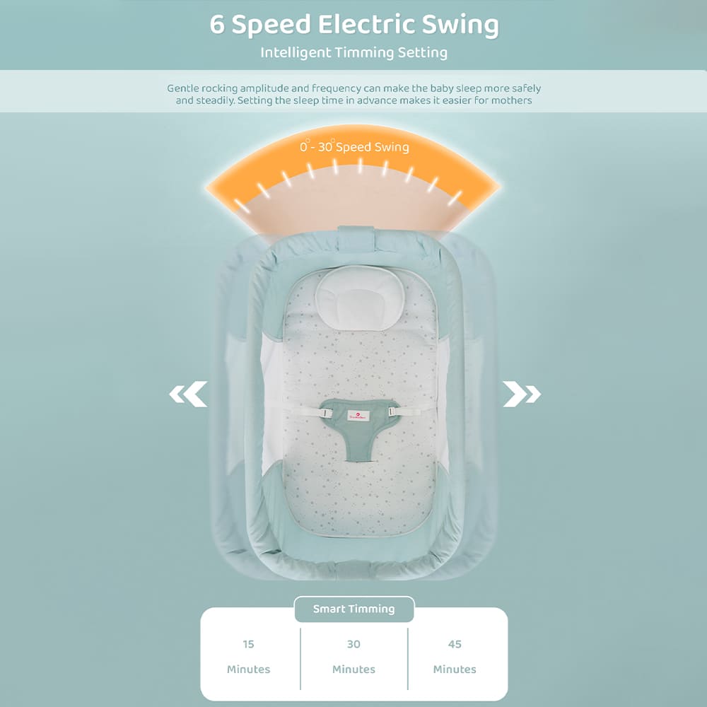 StarAndDaisy New Born Electric Born Baby Cradle Baby Swing Crib Bassinet with Music Mosquito Bassinet