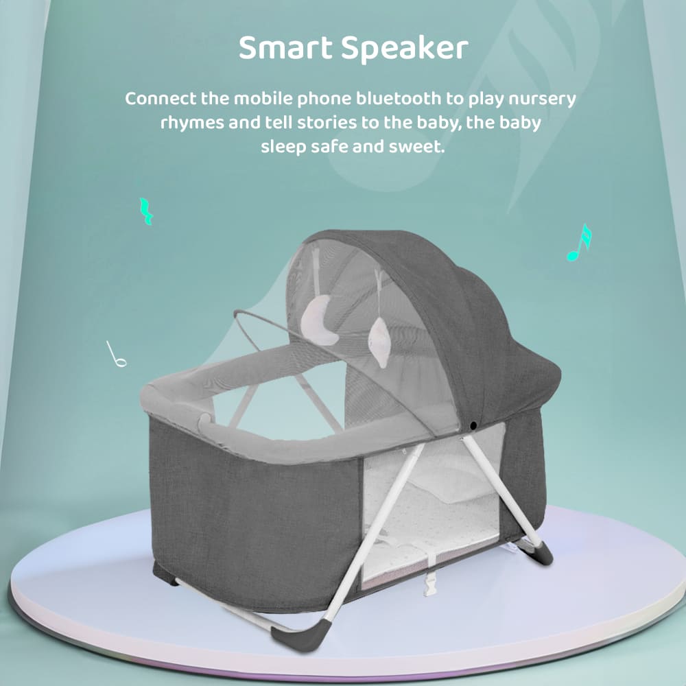 StarAndDaisy New Born Electric Born Baby Cradle Baby Swing Crib Bassinet with Music Mosquito Bassinet (Grey)
