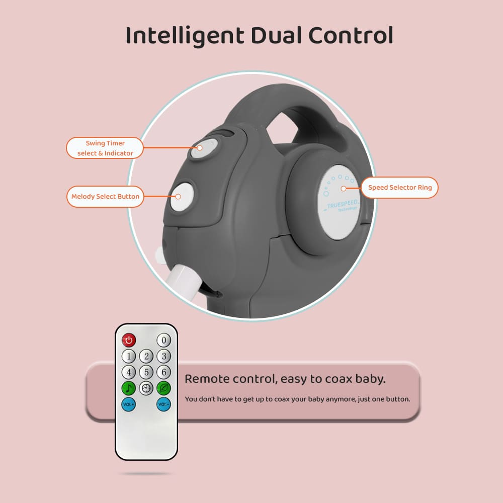 StarAndDaisy New Born Electric Born Baby Cradle Baby Swing Crib Bassinet with Music Mosquito Bassinet (Grey)