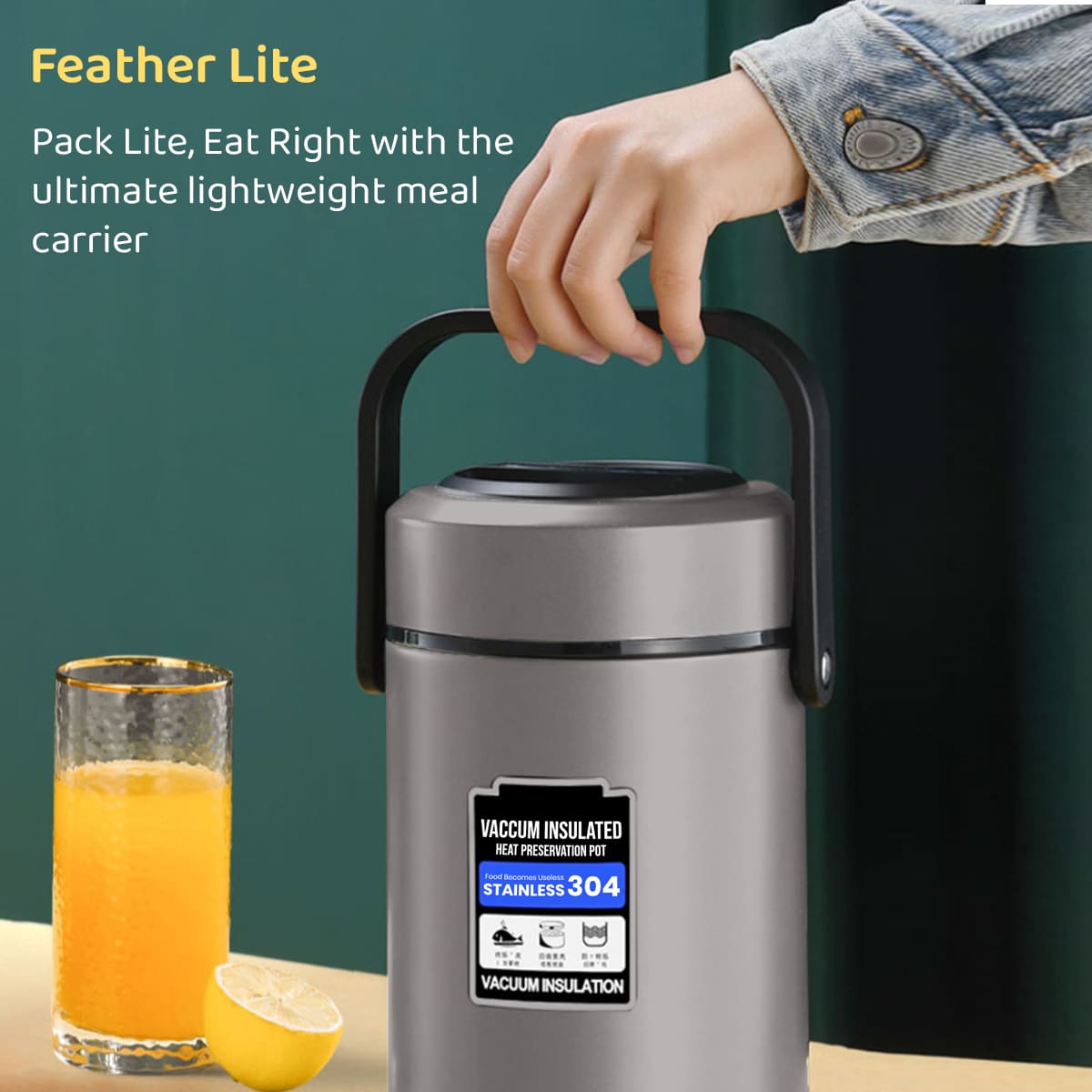 3 Stainless Steel Containers , Leak Proof Microwave Safe | Full Meal and Easy to Carry Stackable Stainless Steel Thermal Compartment Lunch/Snack Box, 3-Tier Insulated Bento/Food Container . heat insulated