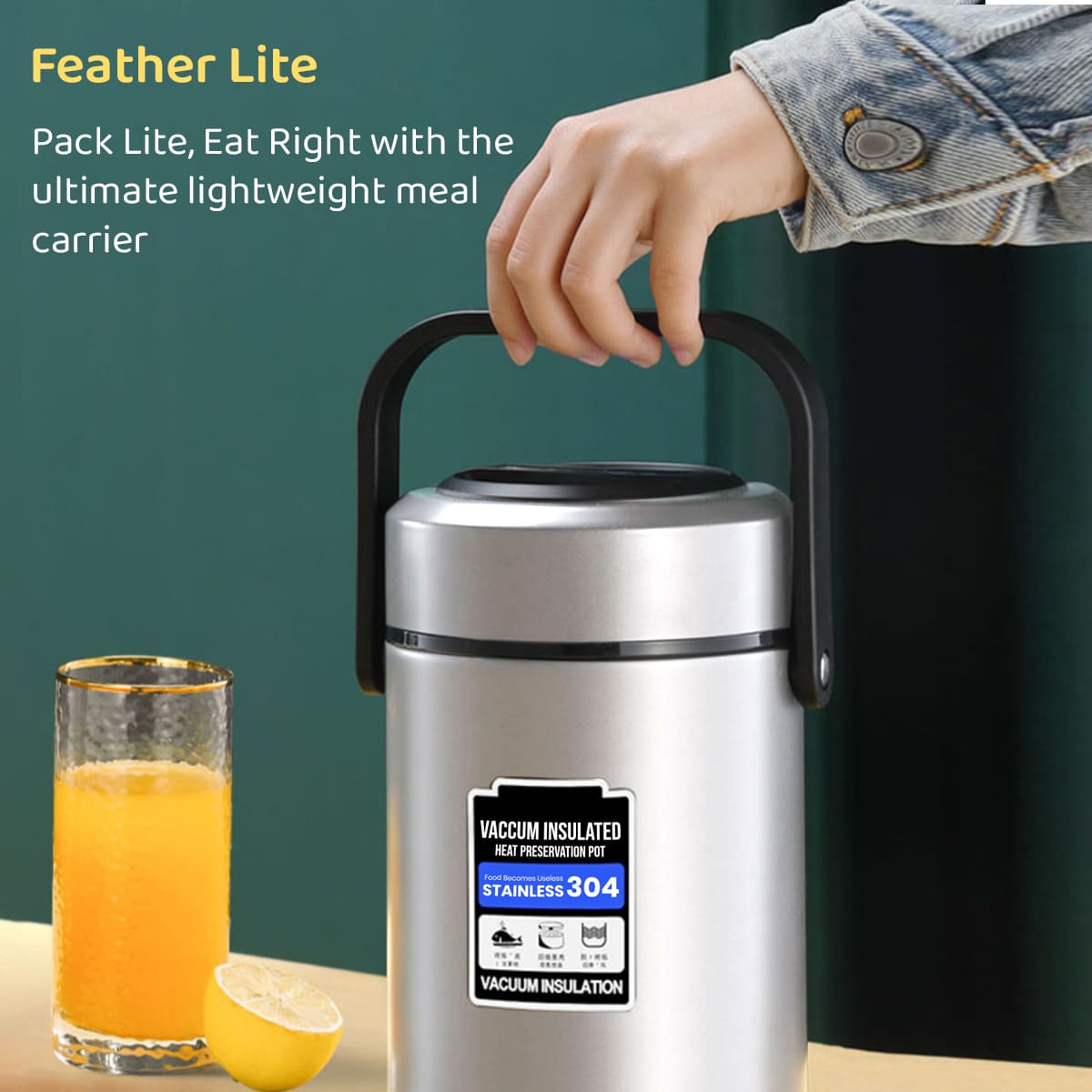 3 Stainless Steel Containers , Leak Proof Microwave Safe | Full Meal and Easy to Carry Stackable Stainless Steel Thermal Compartment Lunch/Snack Box, 3-Tier Insulated Bento/Food Container . heat insulated