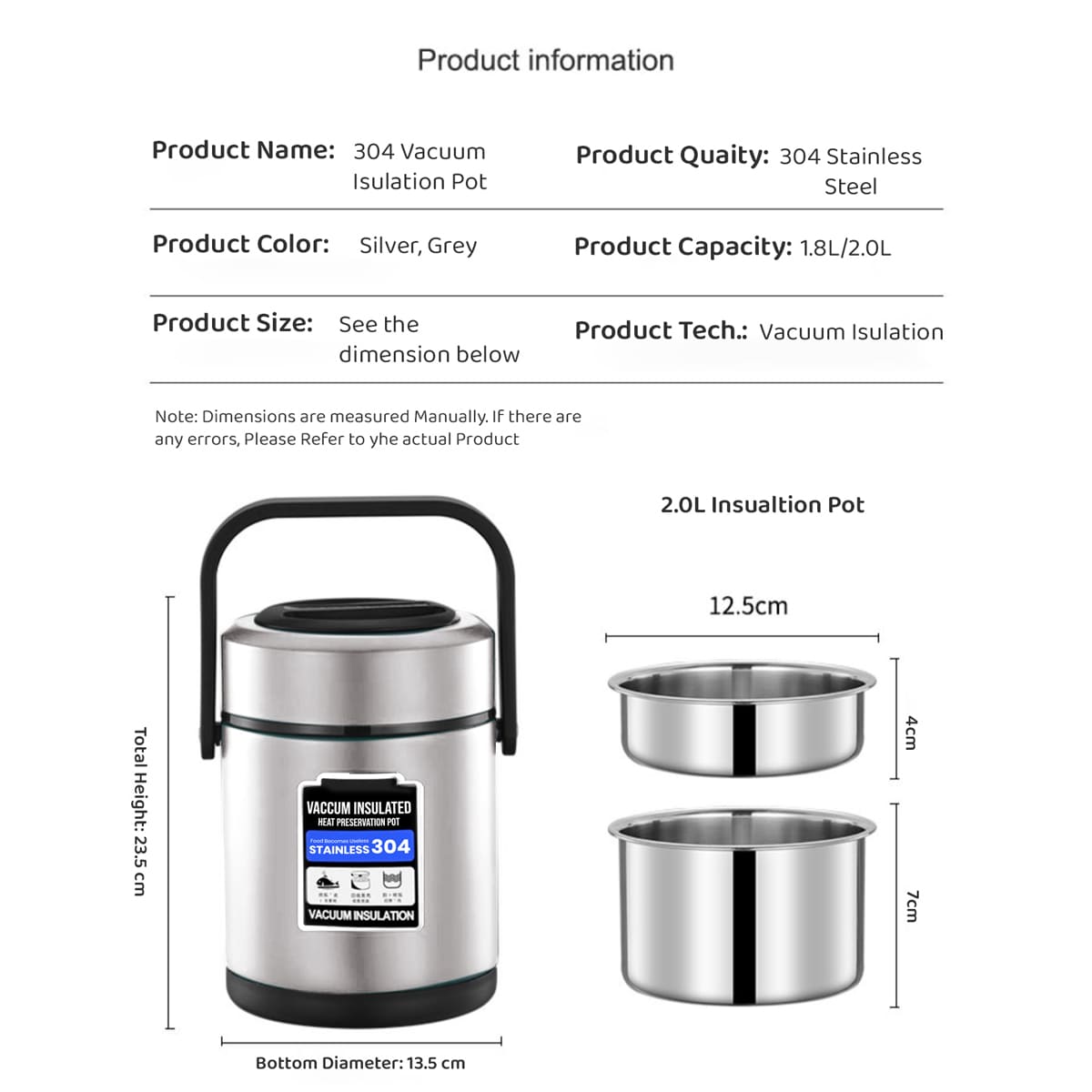 3 Stainless Steel Containers , Leak Proof Microwave Safe | Full Meal and Easy to Carry Stackable Stainless Steel Thermal Compartment Lunch/Snack Box, 3-Tier Insulated Bento/Food Container . heat insulated