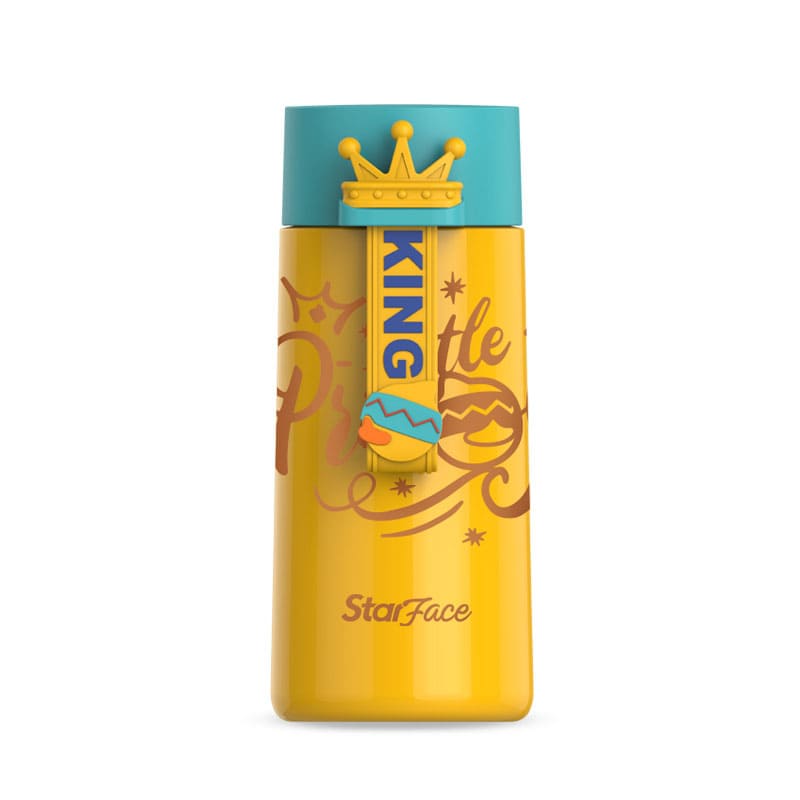 Starface Water Flask for Kids By StarAndDaisy - NON-Toxic Leak Proof Thermoses Stainless Steel BPA Free Insulated Water Bottle with hanging buckle (King Duck | Yellow)