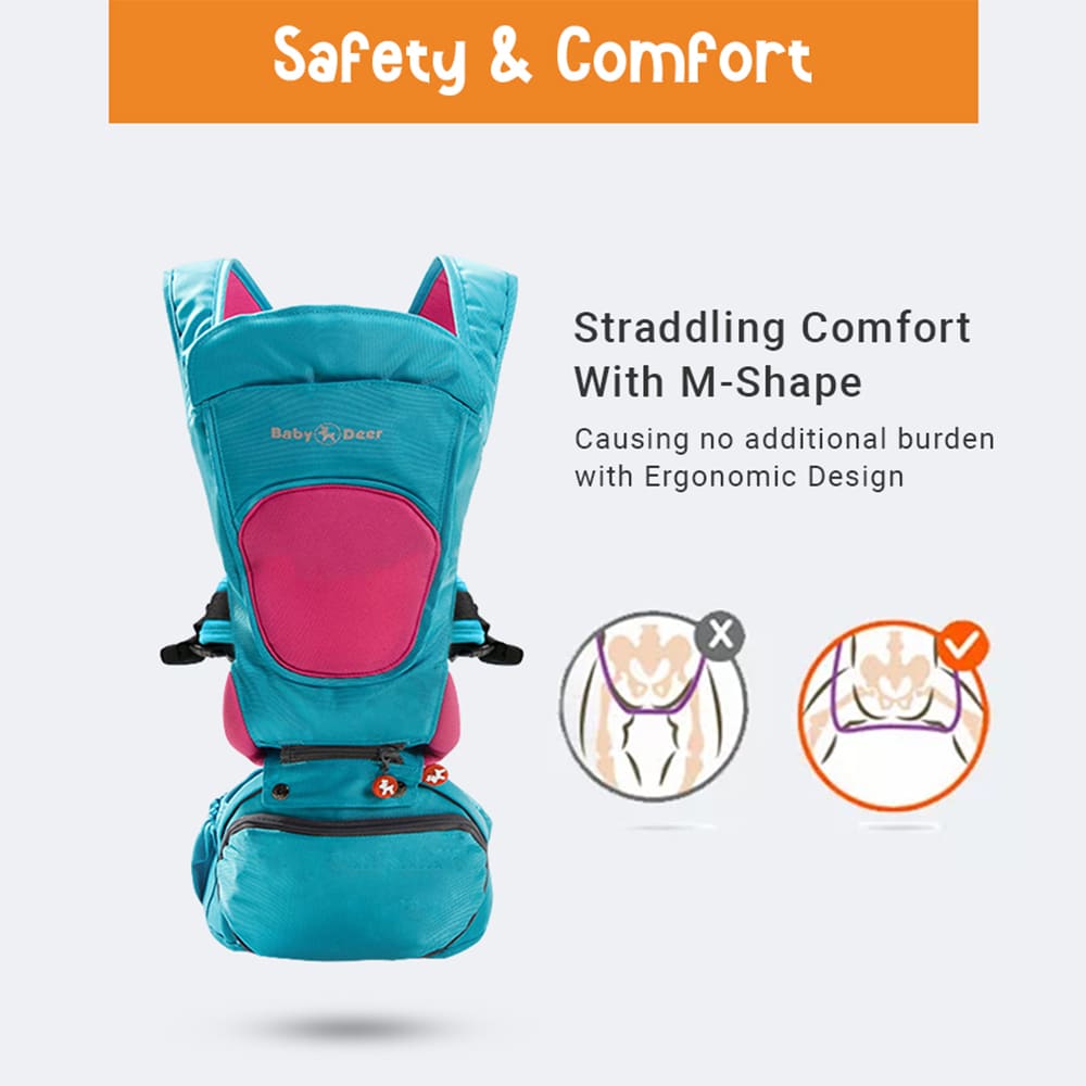 Baby Carrier with Upgraded Breathable Air Fabric Ergonomic Design Coushion Padding