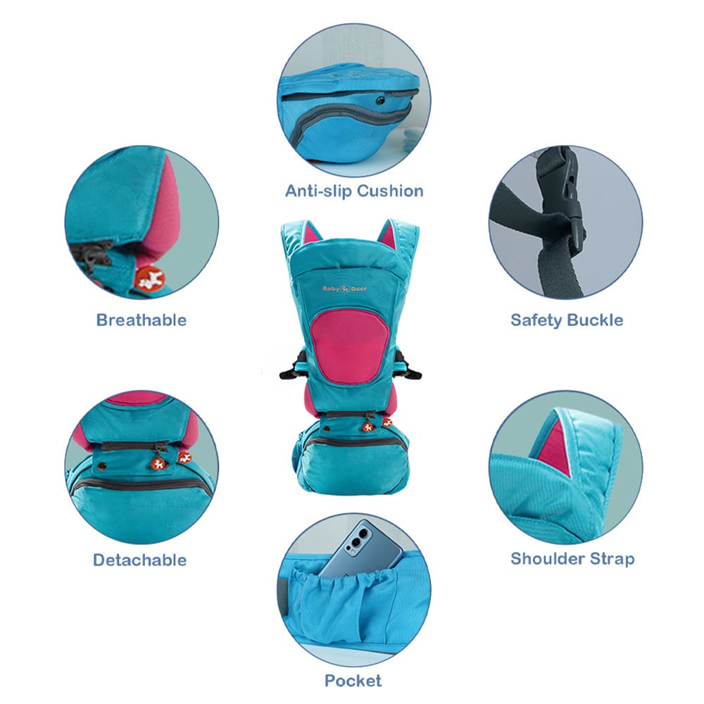 Baby Carrier with Upgraded Breathable Air Fabric Ergonomic Design Coushion Padding