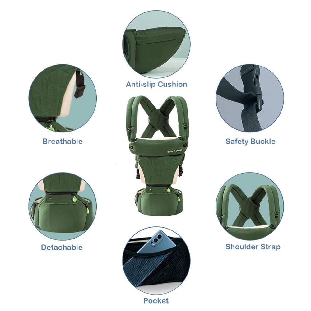 Baby Carrier with Upgraded Breathable Air Fabric Ergonomic Design Coushion Padding