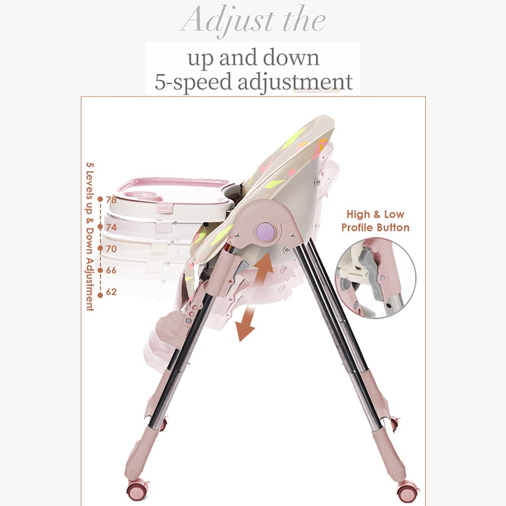 Space-Saving Foldable High Chair with Removable Tray