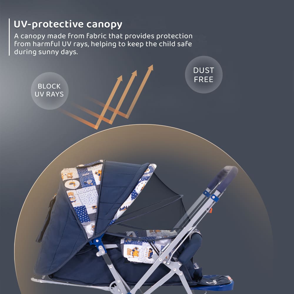 Features of StarAndDaisy Sunrise Baby Stroller and Pram with Extended Mosquito Net