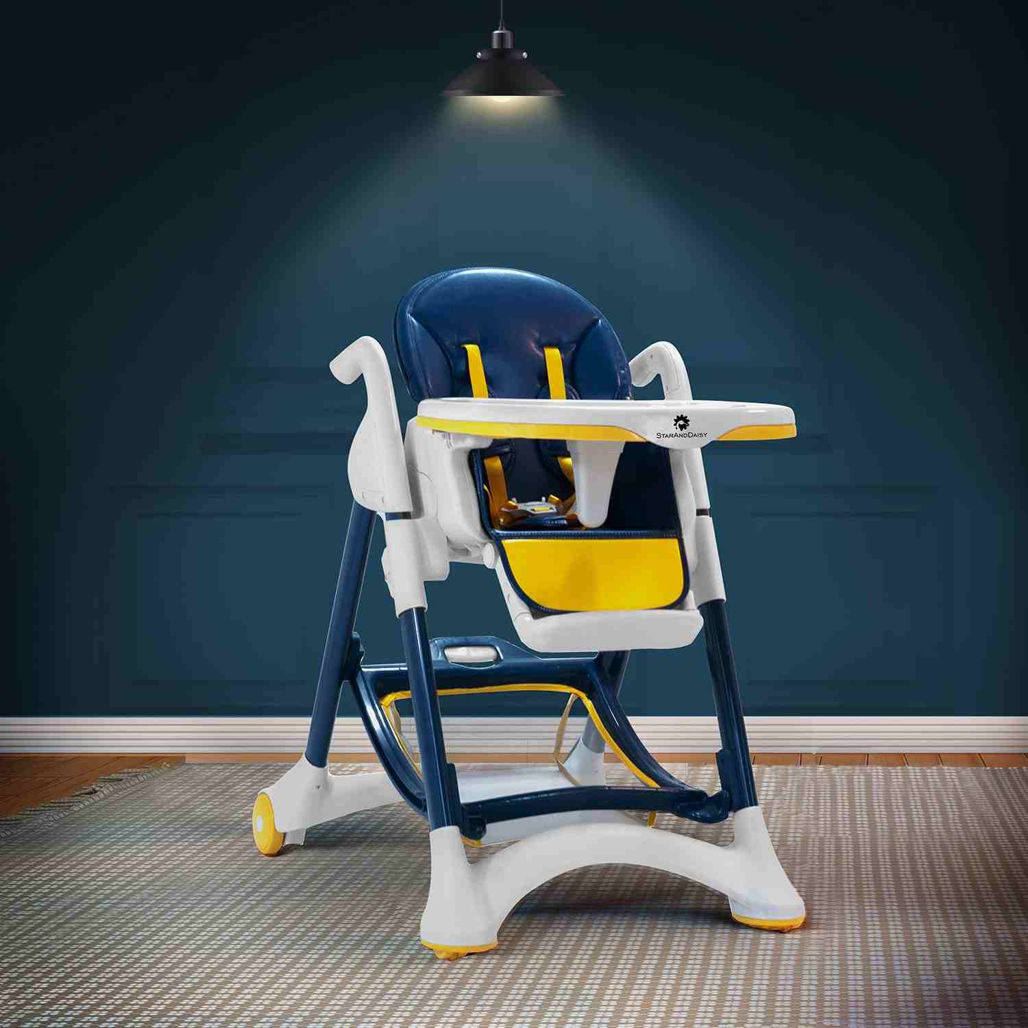 Crowned Baby High Chair by StarAndDaisy for Kids 0.5 Yrs to 6 Yrs Eat, Play & Rest Baby Chair Yellow & Blue