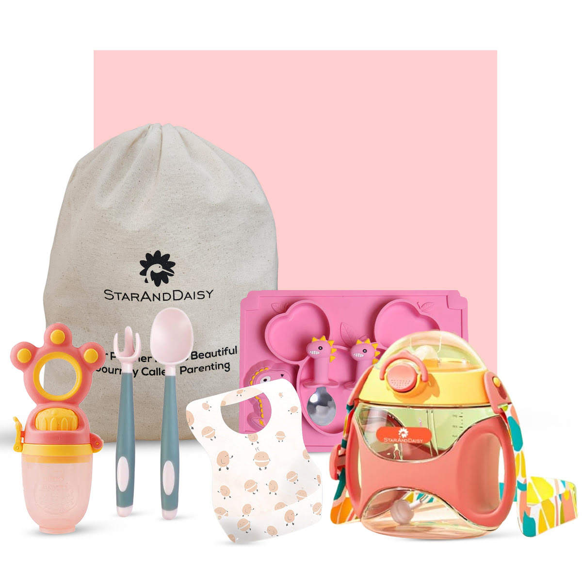 Star and Daisy Pack of Baby Essentials - Ultimate Toddler Feeding Combo -Premium Products for Baby -Gift Pack (Ultimate Toddler Feeding Combo)