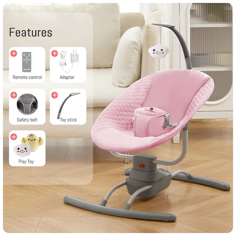 StarAndDaisy First Swing Baby Rocker Bouncer with Mosquito Net and Remote Control with 3 Swing Speeds - Pink