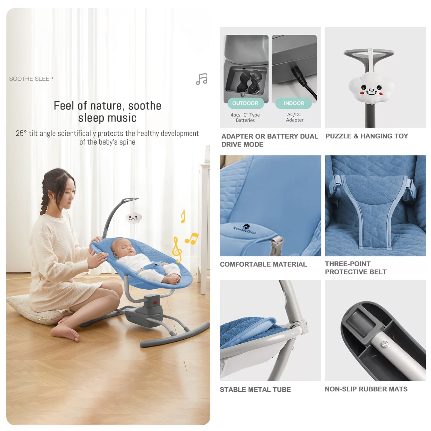 Convertible baby swing bouncer