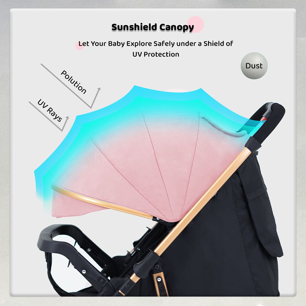 Baby Stroller with 4-Position Adjustable Canopy"