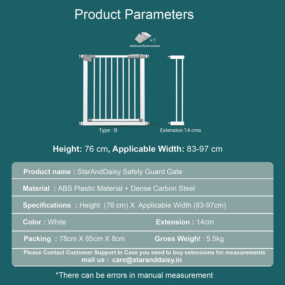 Baby safety door white height and width