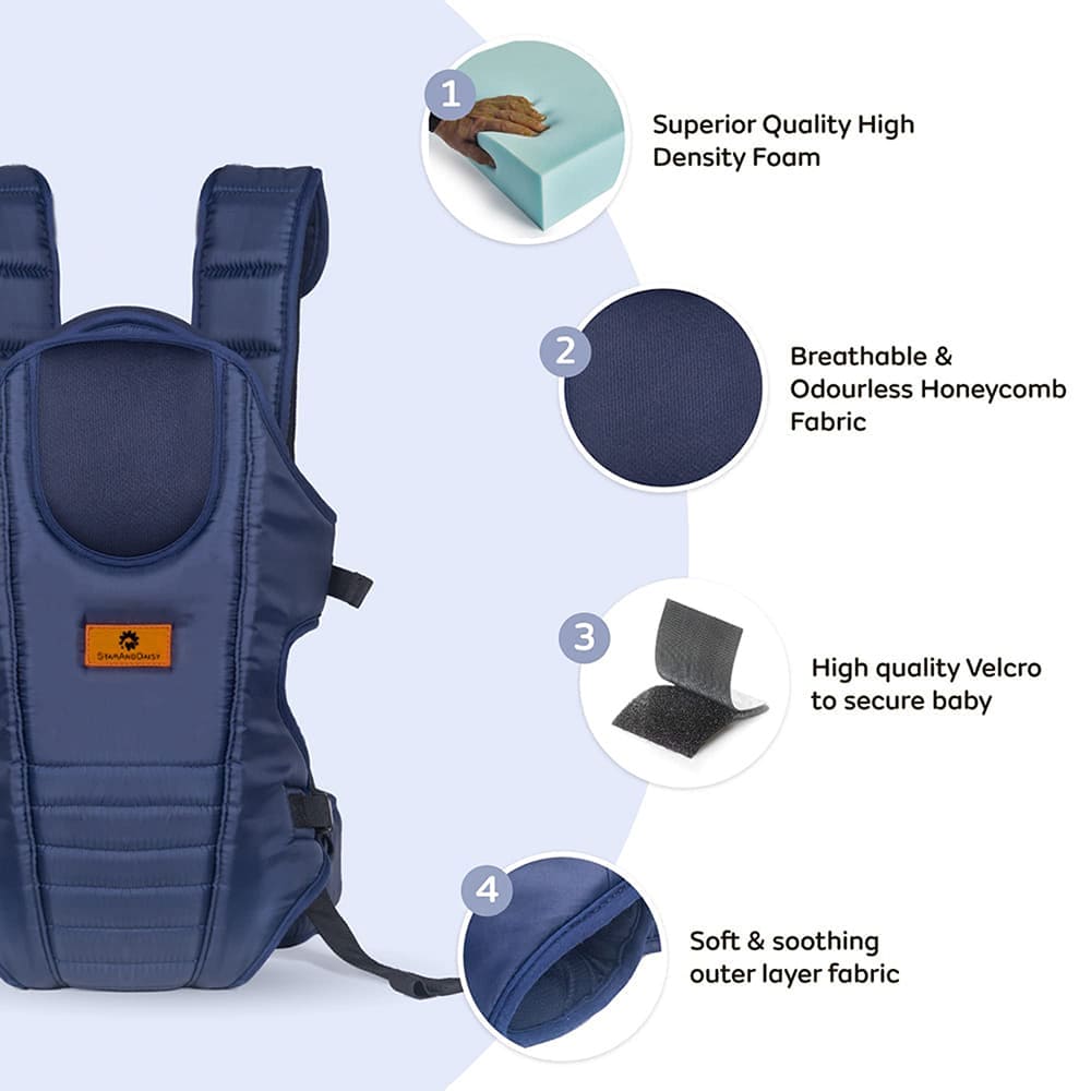 Baby Carrier Wrap  - 3 in 1 Multipurpose Baby Carrier with Breathable Air Fabric (Blue) - StarAndDaisy
