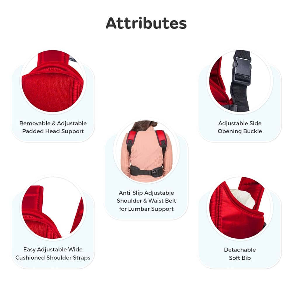 3-in-1 Infant Carrier Wrap - Ergonomic Baby Sling with Breathable Air Fabric (Red) - StarAndDaisy