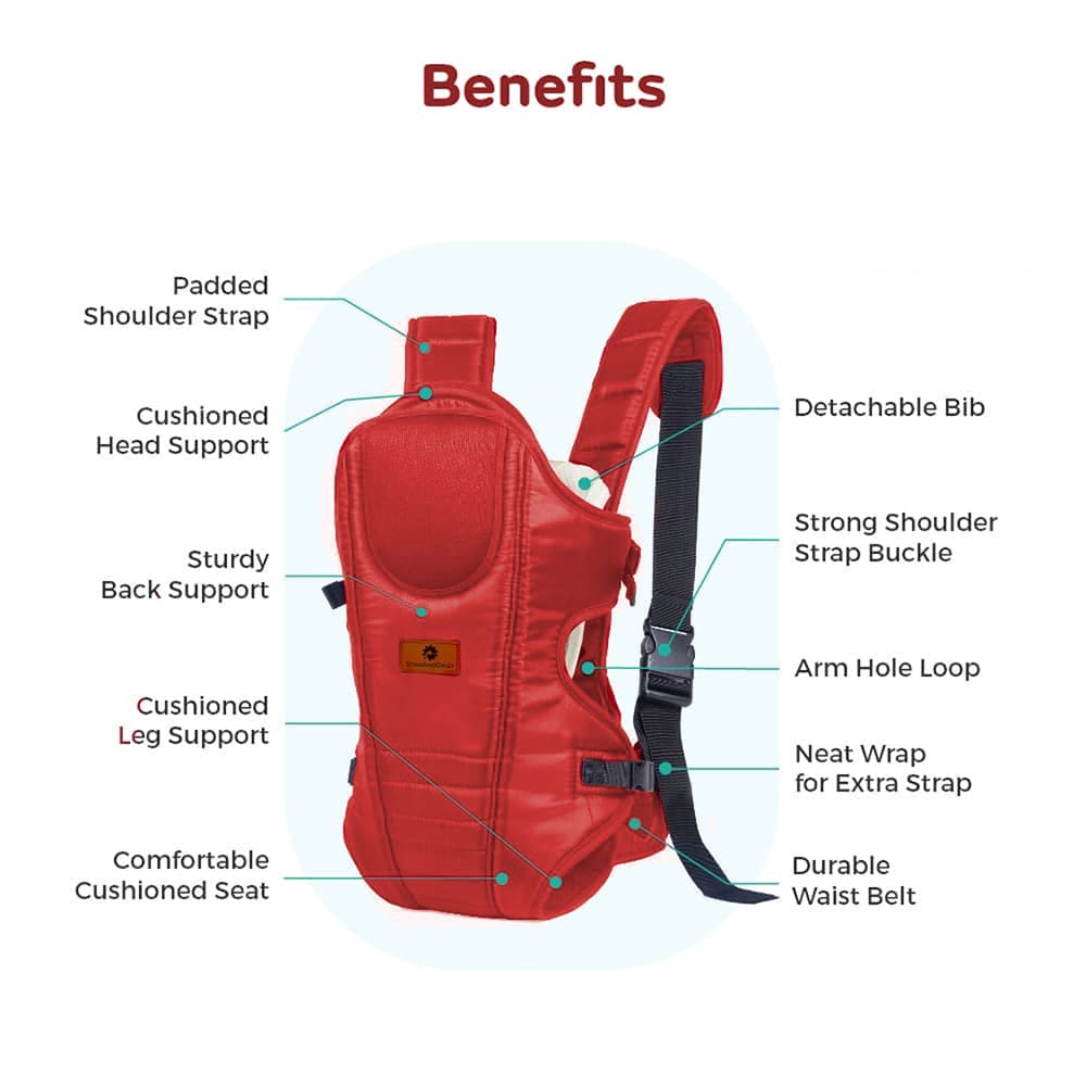 3-in-1 Infant Carrier Wrap - Ergonomic Baby Sling with Breathable Air Fabric (Red) - StarAndDaisy