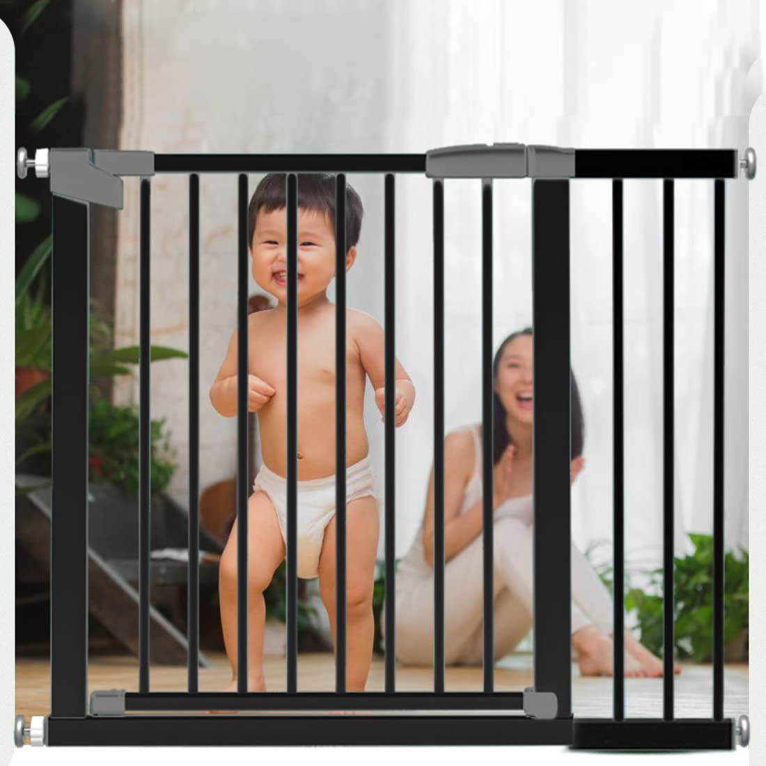 StarAndDaisy Baby Safety Gate Door for Stairs with Adjustable Size - 83-104 cm - Black