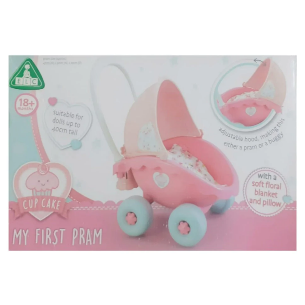 Elc Cupcake My First Pram - Adjustable Hood, Lightweight, Encourage Nurturing Ideal for Toddlers