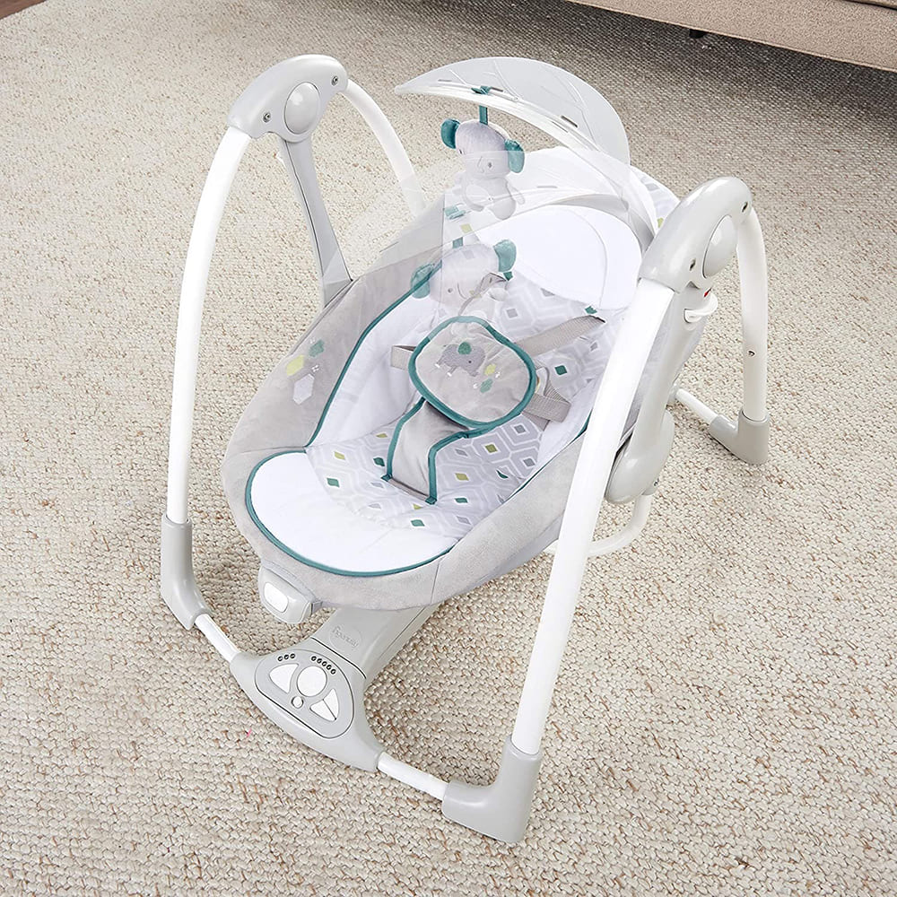 Automatic Rocker Swing for Baby 2-In-1 Compact Portable Baby Swing Rocker Electric Rocking Chair with Detachable Toy & Nature Music - Ingenuity