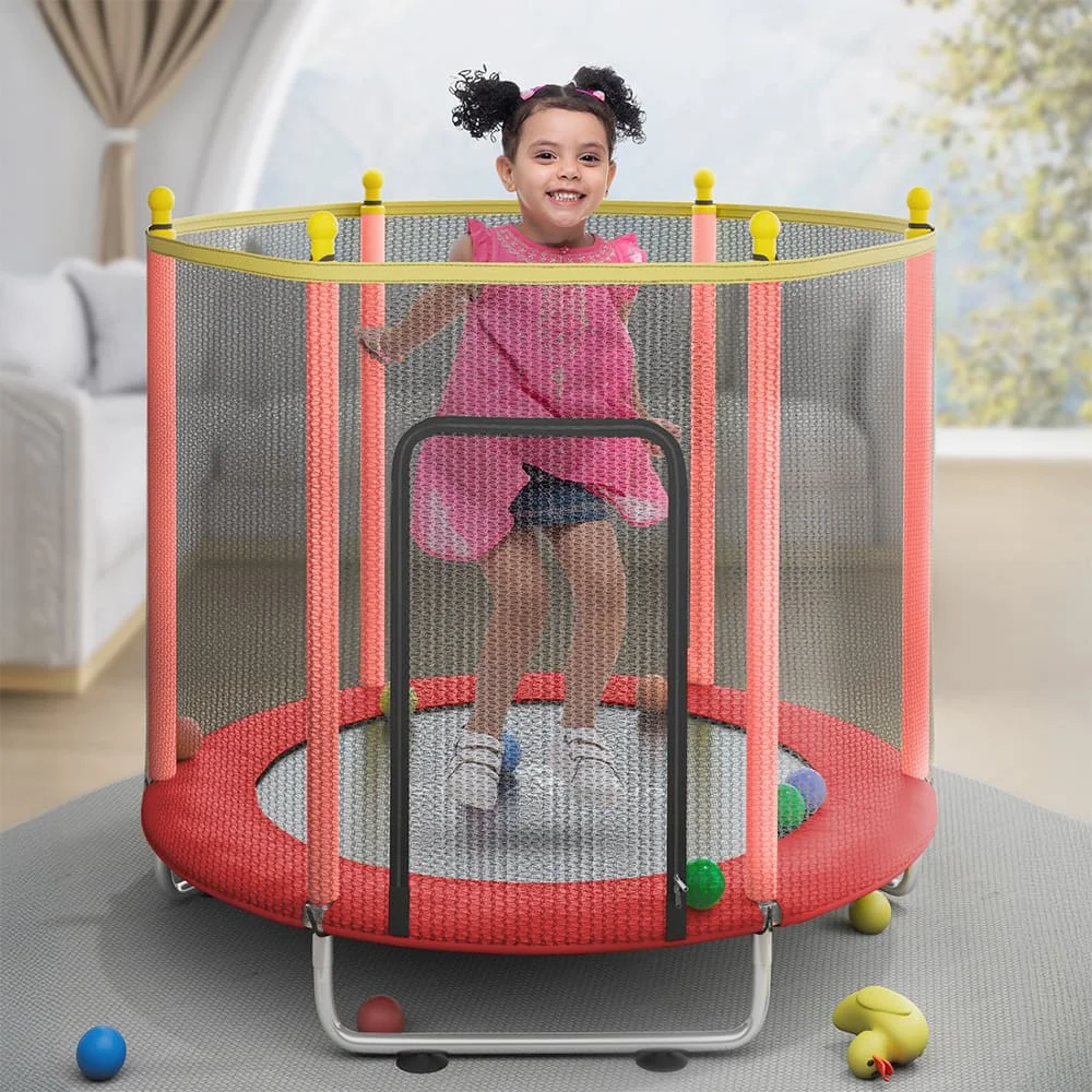 StarAndDaisy Trampoline with protection net Adult childern jumping Bed 1.4 Meter (Basic | Red)