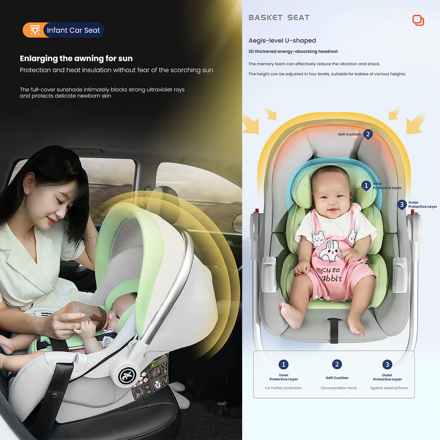 Baby Carry Cot cum Infant Car Seat - Safe and Versatile Travel Solution