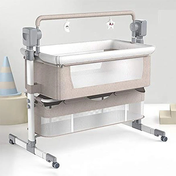 [Pre-Order] StarAndDaisy Automatic Baby Cradle Swing Cot with Remote Control, Baby Bedside Cradle Crib, Bluetooth and Music - Brown EC01