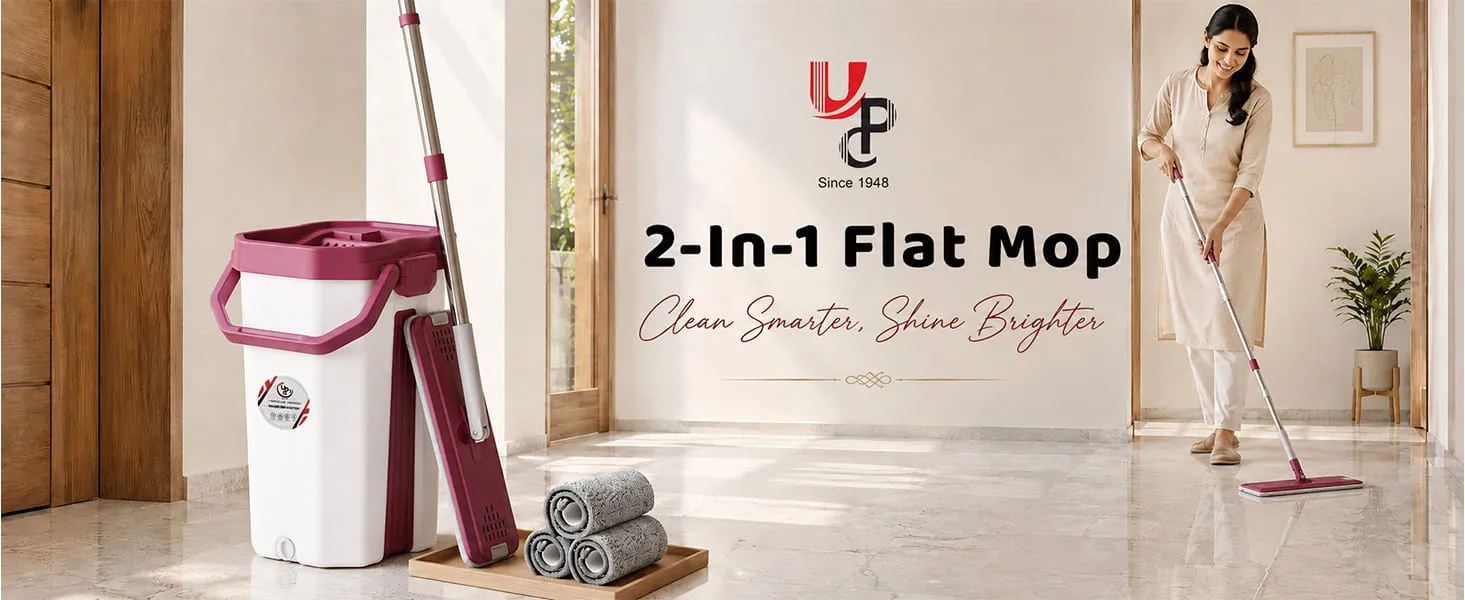 UPC Hands-Free Microfiber Flat Mop 360° Flexible Cleaning Mop