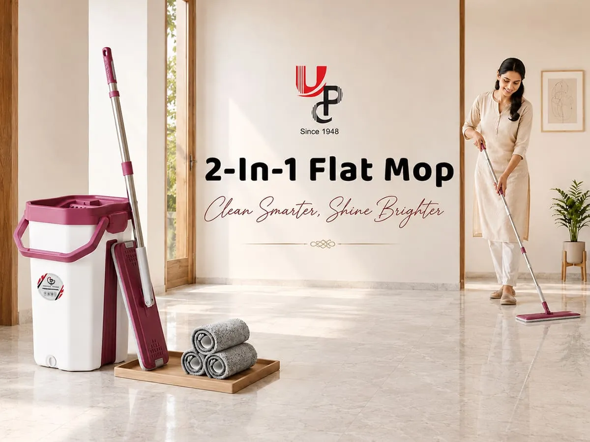 UPC Hands-Free Microfiber Flat Mop 360° Flexible Cleaning Mop