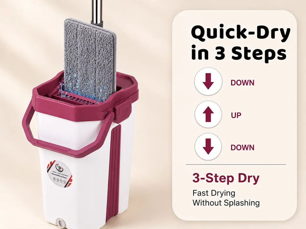 UPC Hands-Free Microfiber Flat Mop 360° Flexible Cleaning Mop