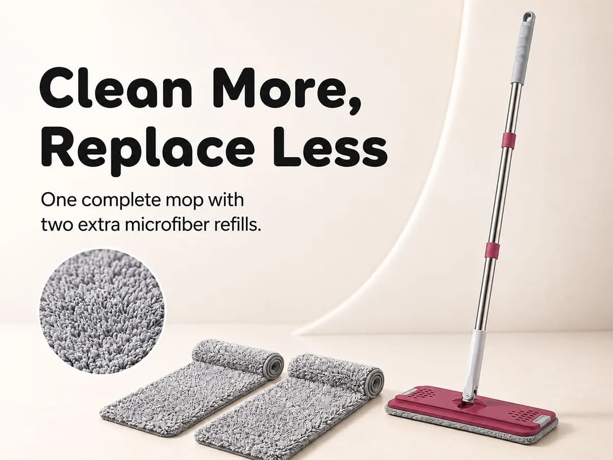UPC Hands-Free Microfiber Flat Mop 360° Flexible Cleaning Mop