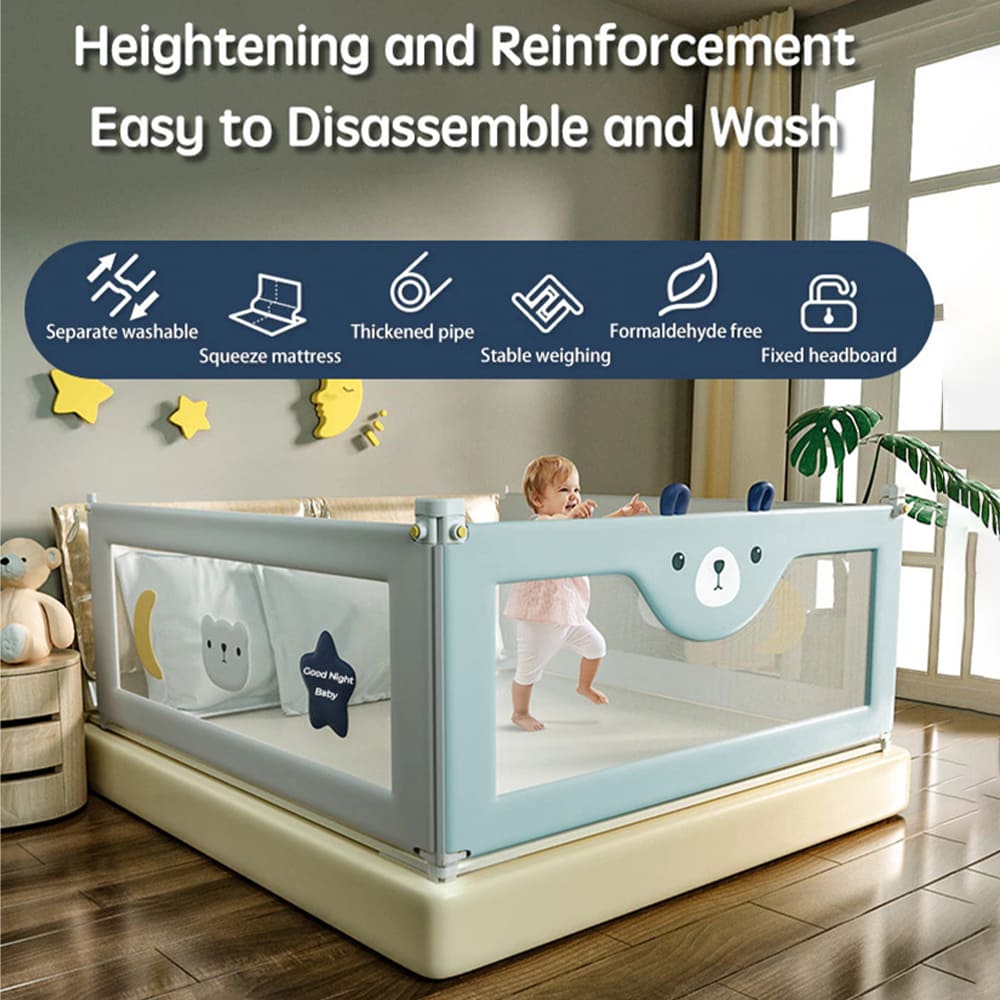 Premium Bed Guradrails for Baby-cyan