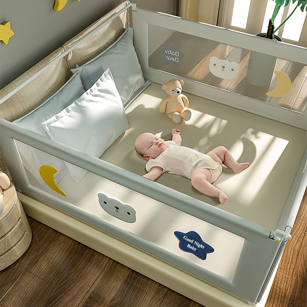 Premium Bed Guradrails for Baby-cyan