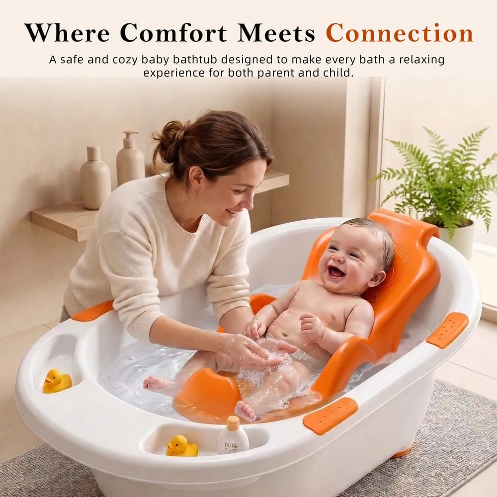 comfortable baby bath seat orange
