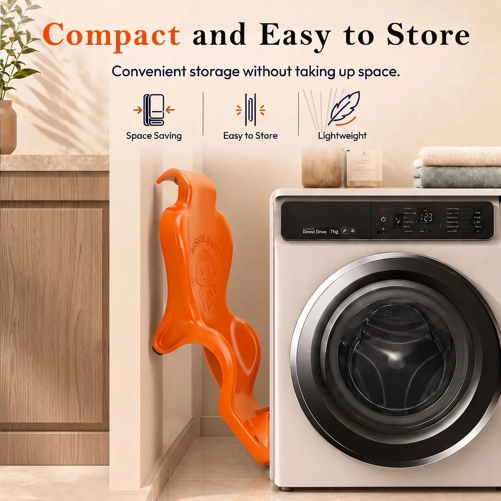 compact and easy to store baby bath seat orange