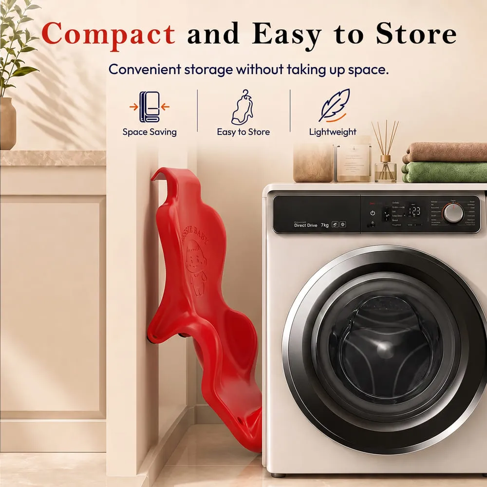 compact and easy to store baby bath seat red