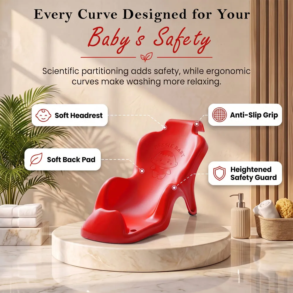 features of baby bath seat red