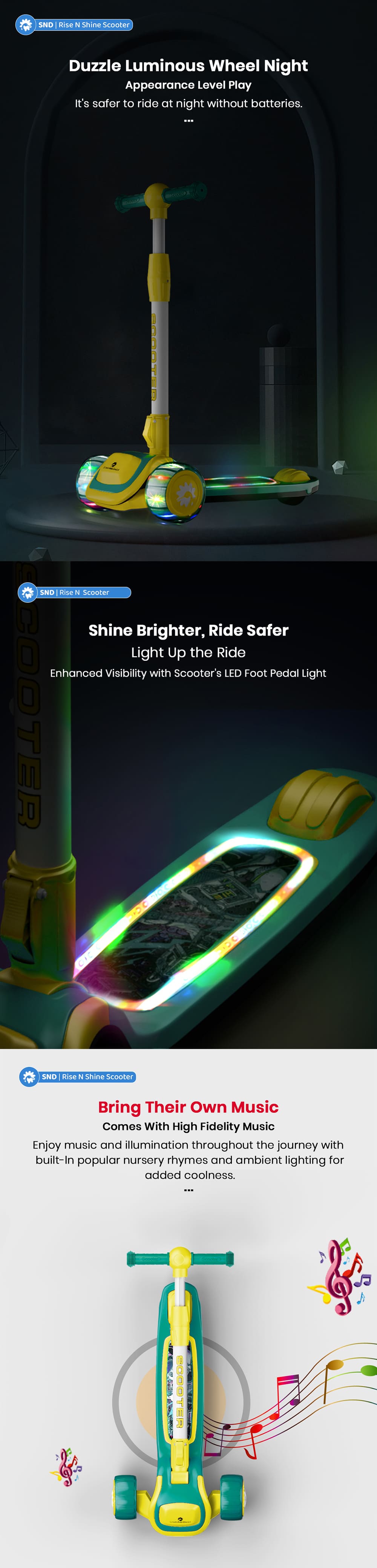 Best Kids scooter rise and shine with music