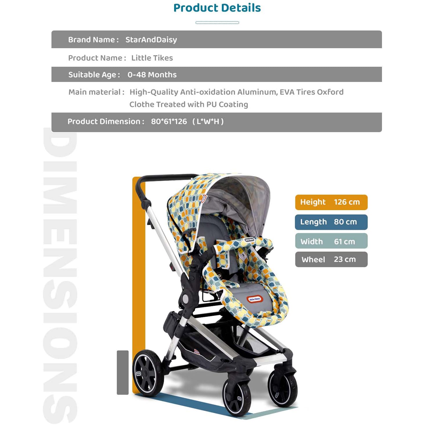 A comfortable baby pram with adjustable canopy and padded seating.