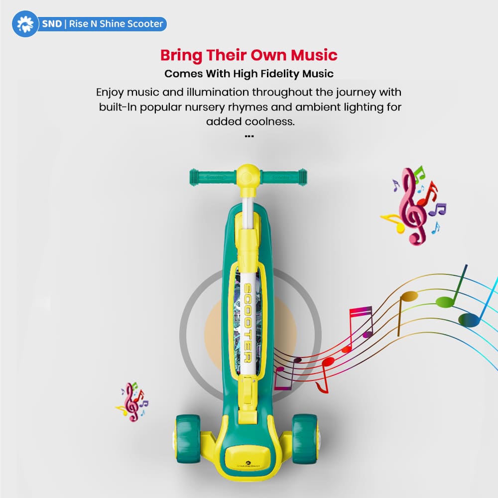own music system in Rise n Shine Kids Scooter